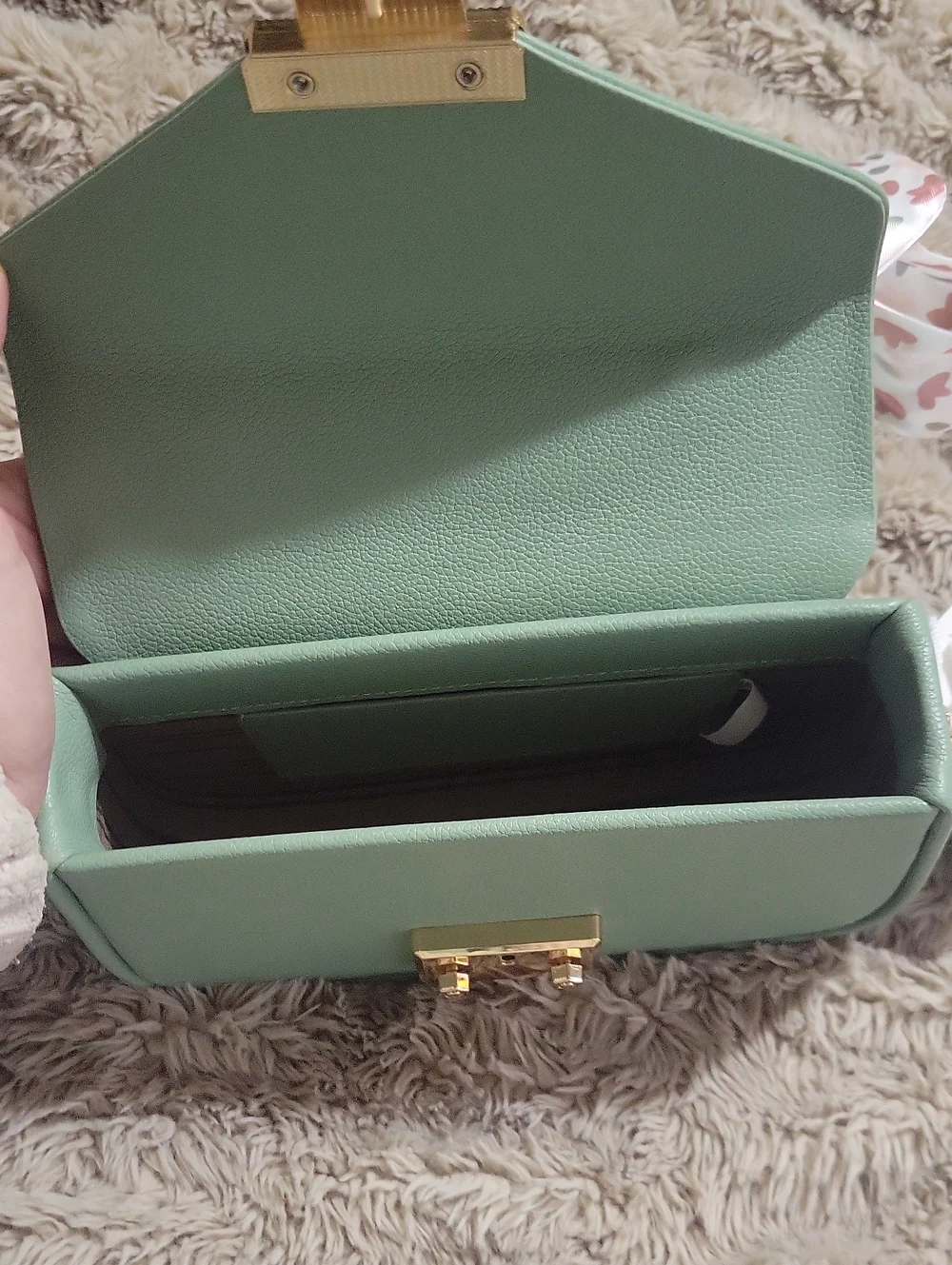 NWT-Vegan Leather Mini Satchel Bag in Sage Green with Matching Wallet